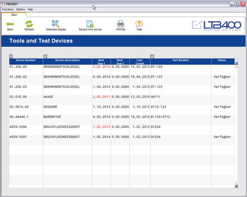 管理软件 - QM - LTB400 Aviation Software GmbH - 测试 / 质量 / 计算