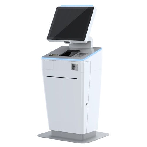 带条形码读取器登机办理终端 - V1 VELOCITYone - EMBROSS - 带打印机 / 带护照读取器 / 带银行卡付款系统