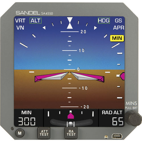 电子姿态仪 - SA4550 - Sandel Avionics - 4英寸 / 背光 / 夜视