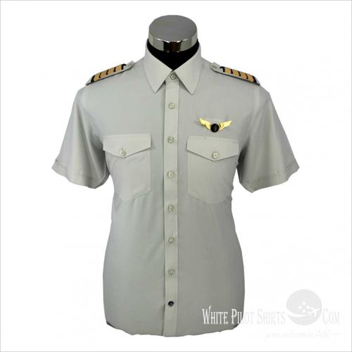 男式制服 - Light Grey - Whitepilotshirt.com - 用于飞行员 / 棉质
