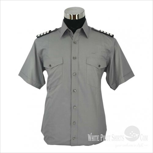 男式制服 - Grey  - Whitepilotshirt.com - 用于飞行员 / 棉质