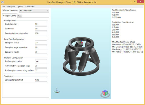 模拟软件 - HexGen Hexapod Sizer - AEROTECH - 设计 / 工艺流程 / 用于航空工程
