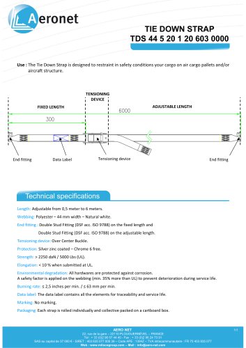 TIE DOWN STRAP TDS 44 5 20 1 20 603 0000