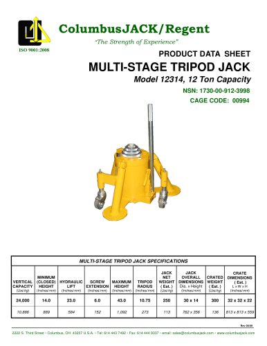 Multi-stage Tripod Jack 12 Ton Capacity