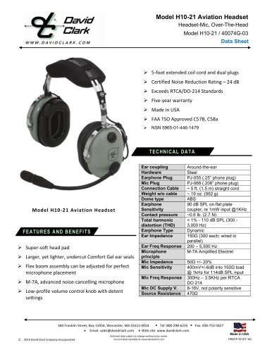 Model H10-21 Aviation Headset