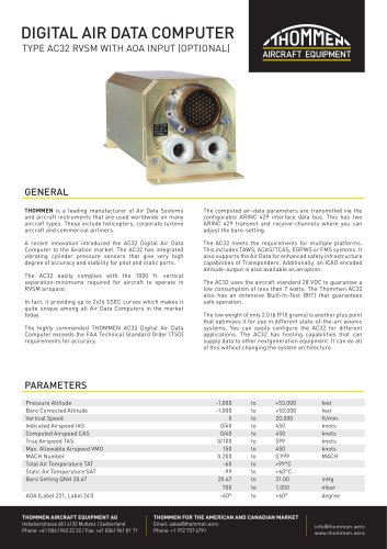 THOMMEN AC32 Air Data Computer Datasheet