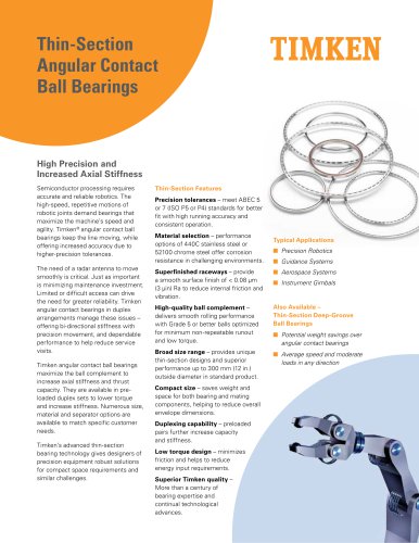 Thin-Section Angular Contact Ball Bearings