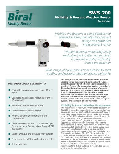 SWS-200 Visibility & Present Weather Sensor