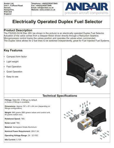 Electrically Operated Duplex Fuel Selector