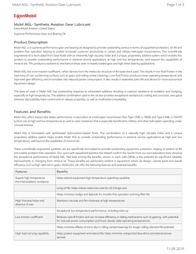 Mobil AGL- Synthetic Aviation Gear Lubricant