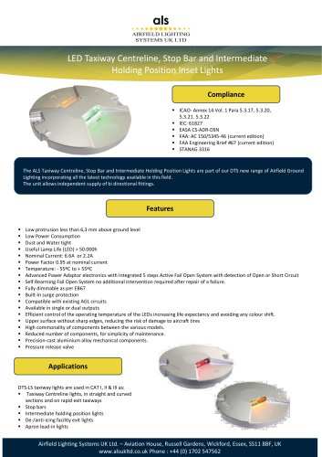 DTS LED Taxiway Inset Lights TS TC SB HP