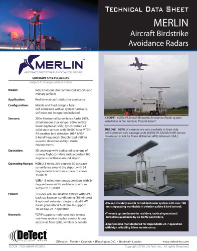 Data Sheet - MERLIN Aircraft Birdstrike Avoidance Radar systems