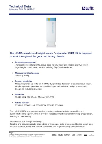 Ceilometer CHM 15k „NIMBUS“