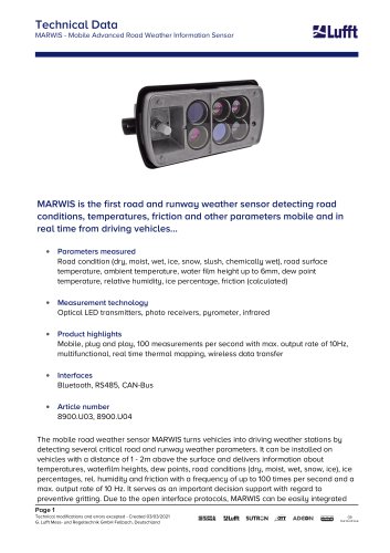 MARWIS - Mobile Advanced Road Weather Information Sensor