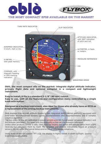 oblò THE MOST COMPACT EFIS AVAILABLE ON THE MARKET