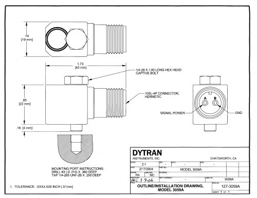 MODEL 3059A LIVM ACCELEROMETER