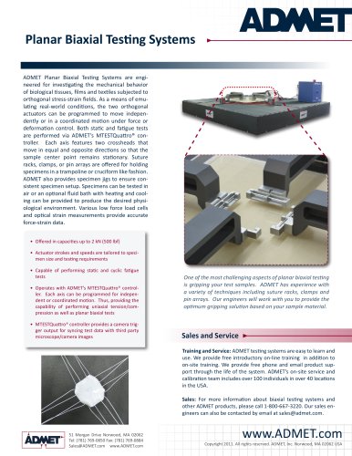 Planar Biaxial Test System Brochure