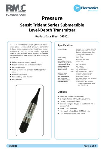 Sensit Trident Series Submersible Level/Depth Transmitter