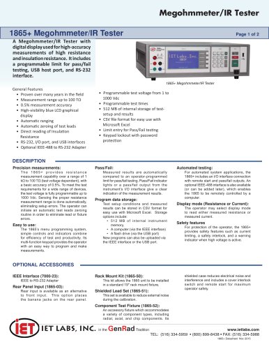 1865+ Megohmmeter/IR Tester