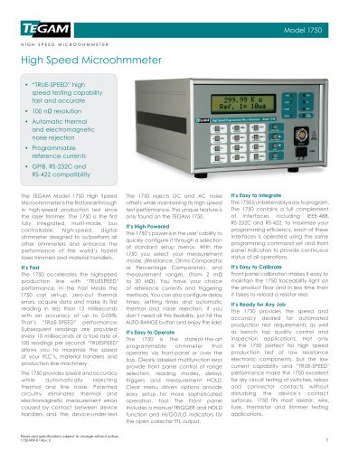 High Speed Microohmmeter Model 1750