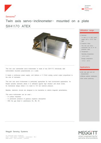 Twin axis servo-inclinometer- mounted on a plate SX41170 ATEX