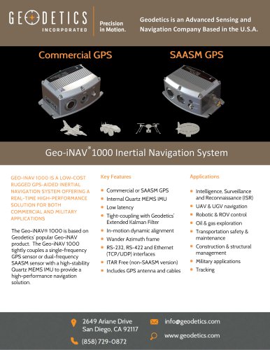 Geo-iNAV® 1000 Inertial Navigation System