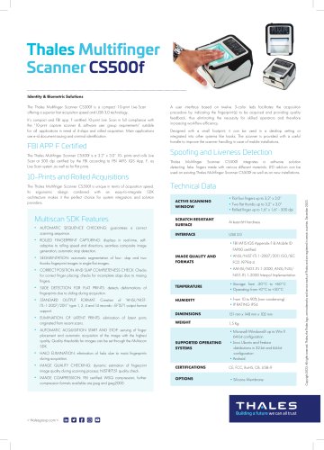 Thales Cogent Multifinger Scanner CS500f