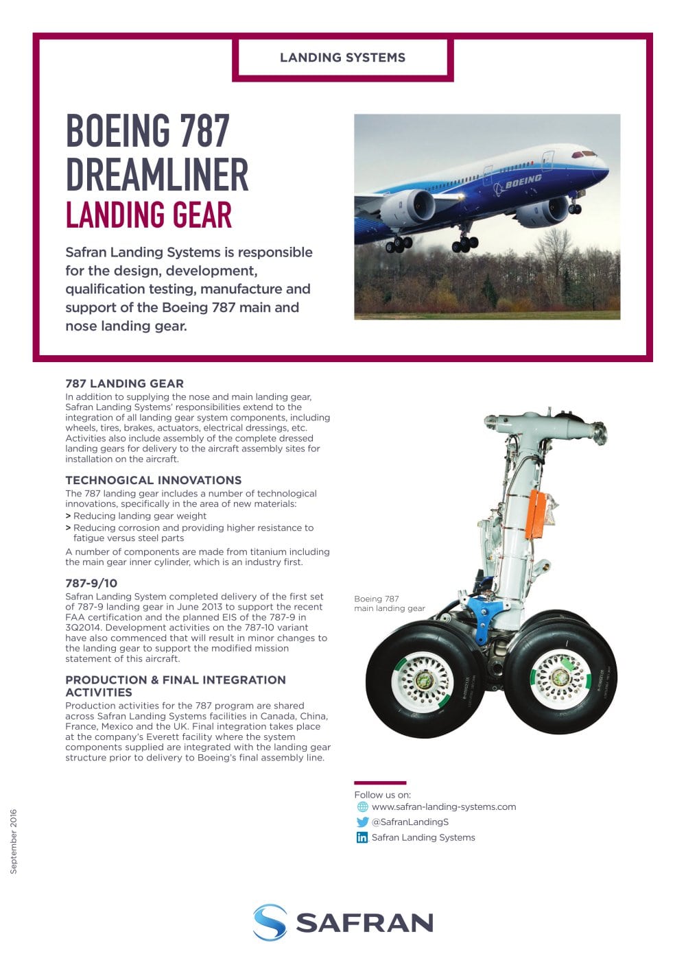 BOEING 787 DREAMLINER LANDING GEAR - Safran Landing Systems