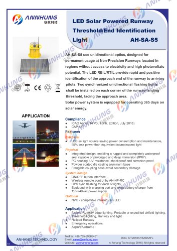 AH-SA-S5  LED Solar Powered Runway Threshold Identification-End Light