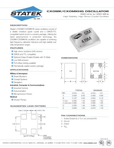 CXOMK/CXOMKHG OSCILLATOR