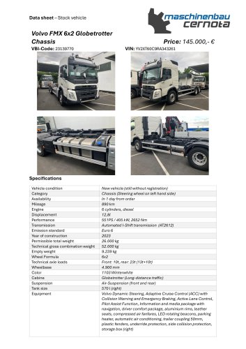 Volvo FMX 6x2 Globetrotter chassis