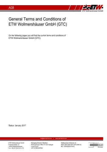 General Terms and Conditions of ETW Wollmersh&auml;user GmbH (GTC) 
